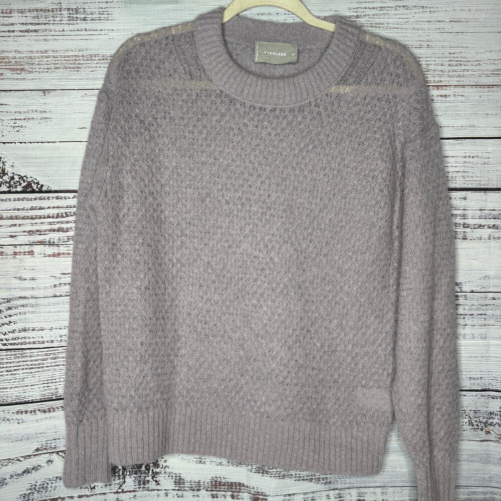 Everlane Alpaca Wool Blend Sweater Womens XS Gray Lavender Crewneck Knit